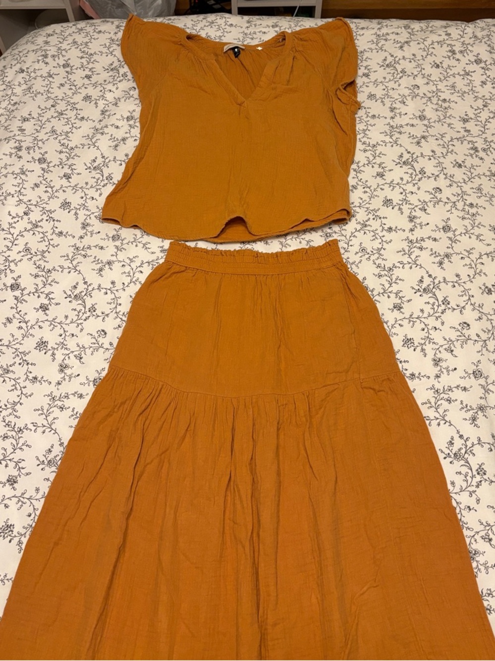Universal Thread rust orange two-piece skirt and top set
